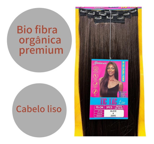 Cabelo Organico Premium Tic Tac 3 Telas Castanho Claro 04
