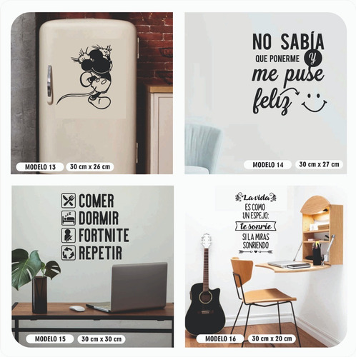Imagen 2 de 10 de Vinilo Decorativo Frases Pared Vidrio Heladera Espejo Cocina