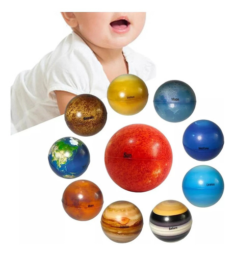 Bolas Antiestrés Del Sistema Solar Para Niños Y Adultos, 10
