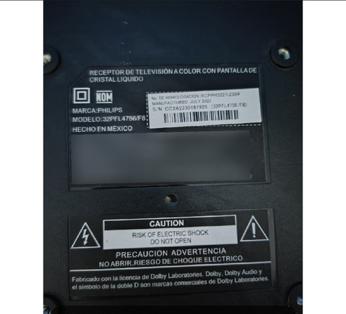 Pantalla Phillips 32 Pulgadas Smart Tv Roku Para Arreglar (Usado)