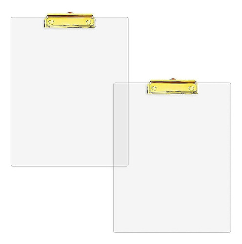 . 2 Pcs Clipboard With Golden Clip For Classroom .