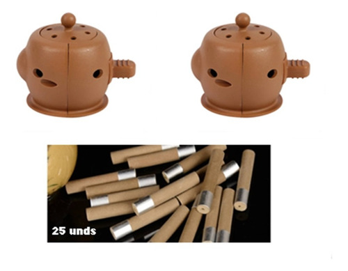 Imagen 2 de 10 de 2 Mini Cajas Reutilizables Para Moxa + 25 Palitos Mini Moxa
