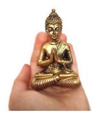Imagem 8 de 9 de Kit Altar Castiçal Vela Buda Meditando Dourado Zen 17cm