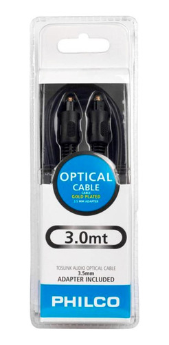 Cable Optico Toslink 3 Metros Philco Negro Tlk00230