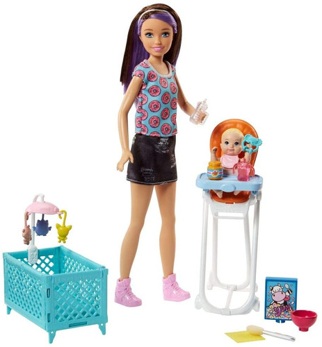 Muñeca Barbie Skipper Babysitter Bebe Y Accesorios 12 PuLG