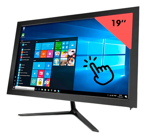 All In One Pc I3 4gb Ram 120gb Ssd Wifi Tela 19' Touchscreen Cor Preto 110v/220v