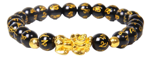Pulsera De Feng Shui De Piedras De Obsidiana Buena Suerte