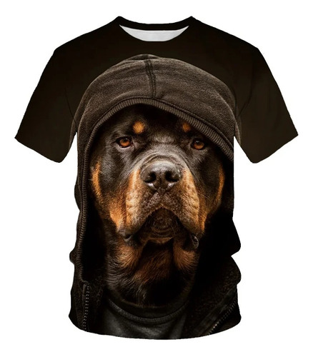 Camiseta De Manga Corta Con Estampado 3d De Perro Pastor