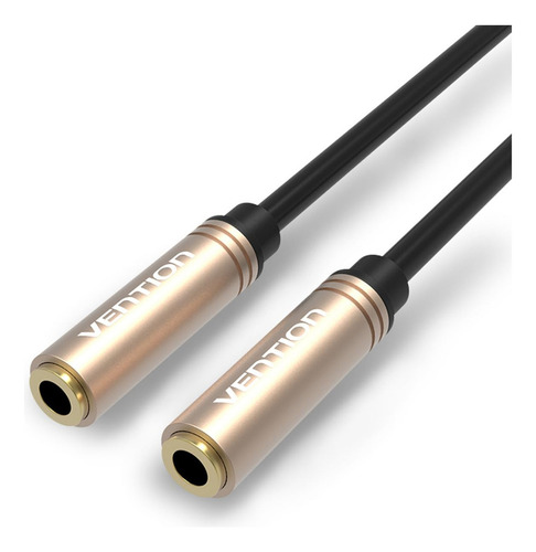 Cable Extensor De Audio Vention - Auxiliar Jack 3.5 Mm Hembra Alargue - Miniplug Hi-fi - 0.3 Metros Negro - Trenzado - Stereo Trrs Plug A Plug - Microfono Celular Auto Pc Auriculares Tablet - Bfaby