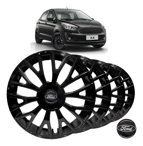 Imagem 1 de 9 de Jogo Calota Ford Ka 2019 Aro 14 Esportiva Black 2020 2021