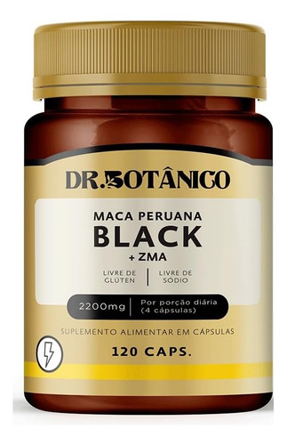 Maca Peruana Black + Zma 2200mg 120 Cáps. Dr. Botânico Sabor Sem Sabor