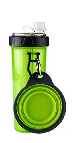 Imagen 1 de 5 de Botella Para Agua Y Alimento Con Plato Plegable Para Perros