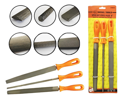 Set De Limas Manuales Mango Plastico Diesel Tools