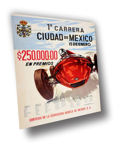 Cuadro Canvas Bastidor Primer Gran Premio México 1962 100x70