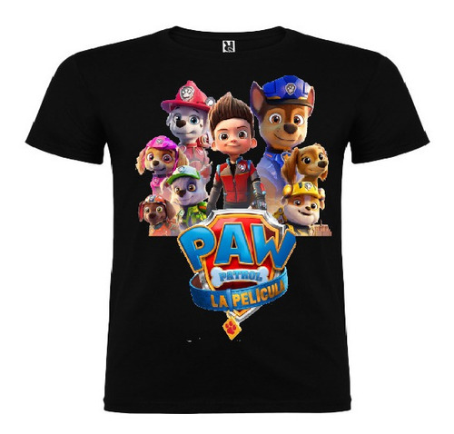 Polera Color Algodón 100% Niños Paw Patrol Pelicula