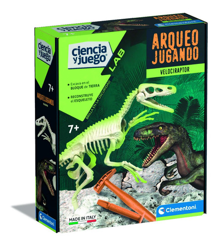 Velociraptor Dinosaurio Brilla Arqueologia Juego Clementoni