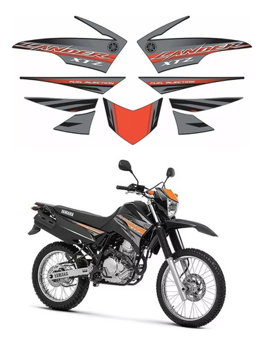 Kit Adesivos Faixa Lateral Para Yamaha Lander 250 2014 13423 Cor Vermelho-cinza