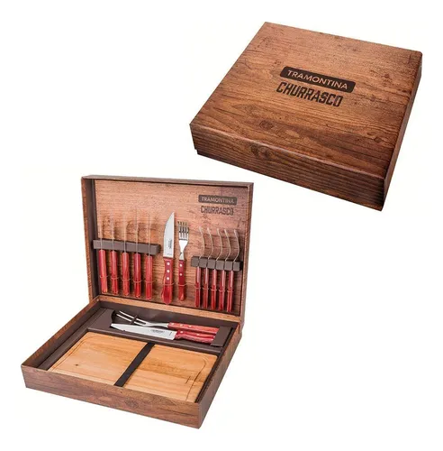 Kit Churrasco Jumbo Polywood Tramontina Maleta 15 Peças