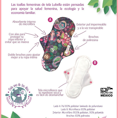 Imagen 5 de 8 de Toalla Femenina Lavable Lubella Nocturna