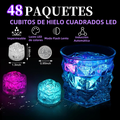 48cubos De Hielo Con Led Impermeable Con Parpadeo Multicolor