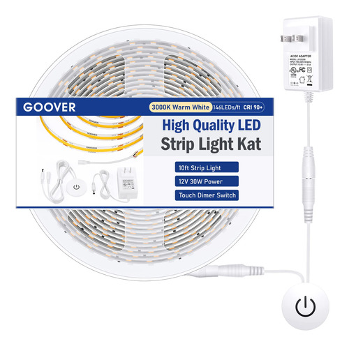 Goover Tira Led Blanca Clida De 3000 K, Cinta De Luz De 10 P