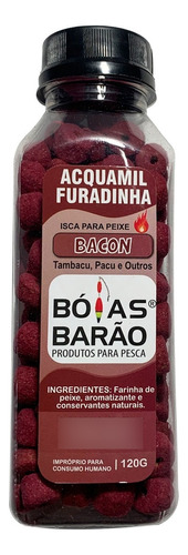 Ração P/pesca Acquamil Furadinha - Bacon 120gr Boias Barão