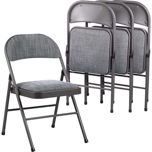 Imagen 6 de 6 de Silla Plegable Metalica Acojinada Color Gris Sillas De Oficina Auditorio Tenemos Paquetes