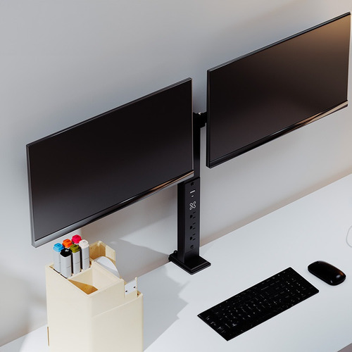 Klipxtreme Kmm-510 Soporte Doble Monitor Regleta Puertos Usb