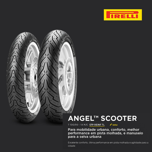 Pneu Traseiro 100x90-14 Angel Scooter (57p) Tl Pirelli