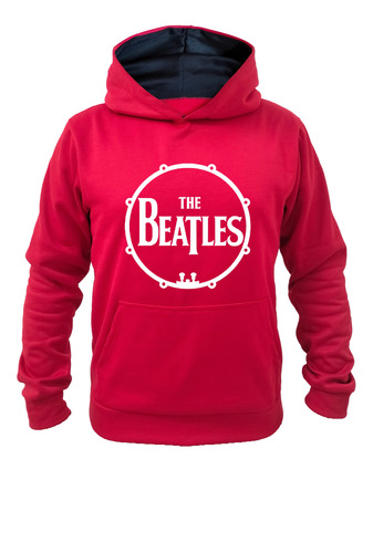 Buzo Hoodie The Beatles Bateria Estampado Blanco