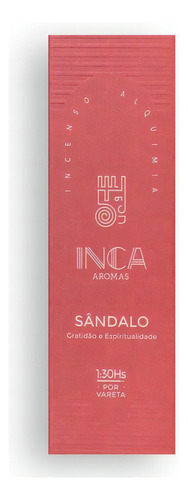 Incenso Inca Natural De Longa Duração - Caixa C/ 4 Varetas Fragrância Sândalo