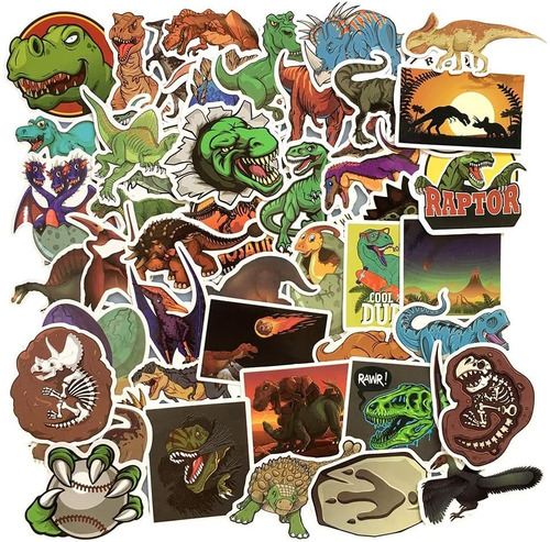 50pcs Paquete De Pegatinas Dinosaurio De Vinilo Resiste...