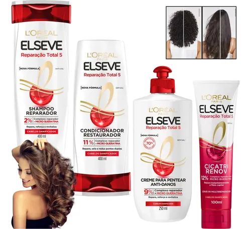 Kit Reparação Total 5 Elseve Leave-in 100ml Cicatri Renov