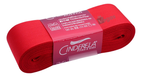 Fita De Gorgurão Cinderela Laços Artesanato 38mm 10m Cores Cor 008 VERMELHO