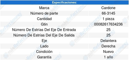 Flecha Homocinetica Derecha Eclipse L4 2.4l 96 Al 99