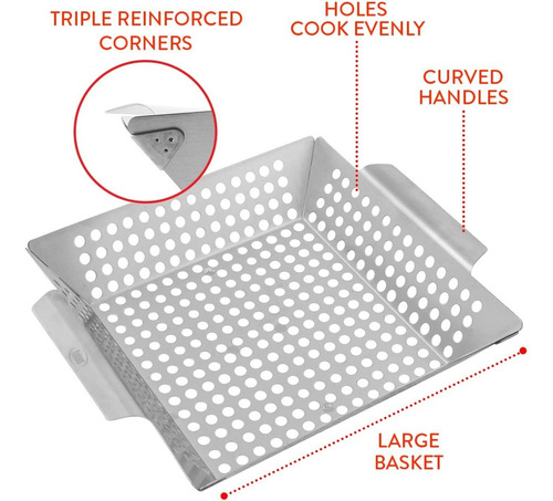 Cesta Para Parrilla Para Asar Verduras, Cesta De Acero Inox