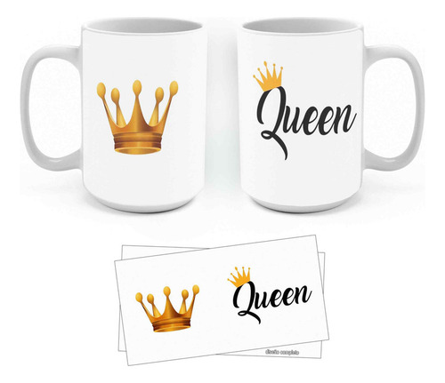 Taza Grande 450ml Corona Queen Alta Calidad Mate