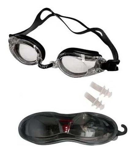 Lentes Natacion Silicona + Estuche Y Tapones De Oido - Mli