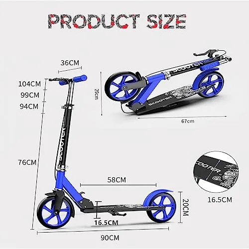 Patinete Plegable Para Niños A Partir De 6 Años, Adolescente
