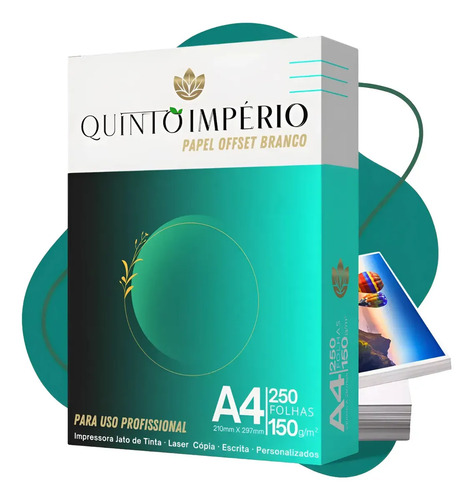 Papel Offset Sulfite A4 150g 250 Folhas Branco Premium Quinto Império