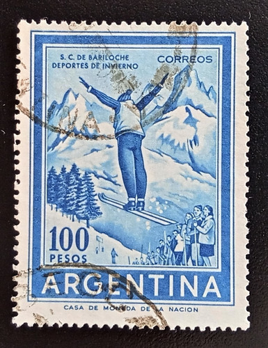 Argentina, Sello Gj 1413 Esquí Casa Moneda 1969 Usado L17780