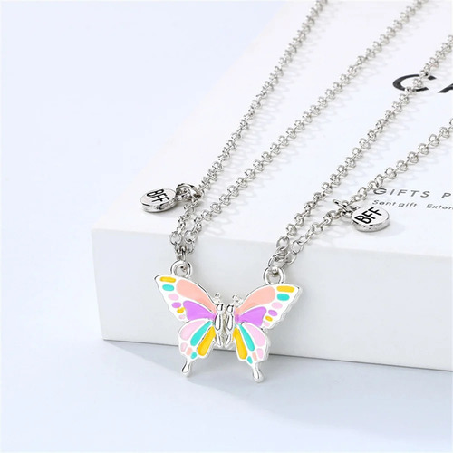 V Set 2 Collares Magnéticos Mariposa Mejores Amigos Bff
