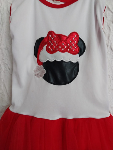 Vestido Infantil Minnie  Bordado- Navidad - Usado Impecable 