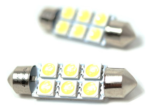 Par Lampada Automotiva Torpedo 41mm C10w 12v 6000k Tech One