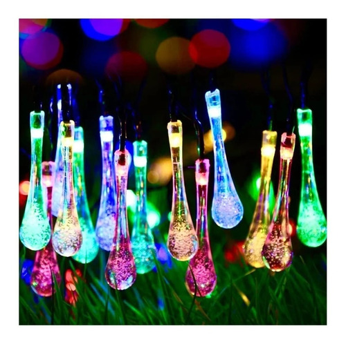 Imagen 9 de 9 de Pack 3 Luces Navideñas 30led Gotas Guirnalda Solar