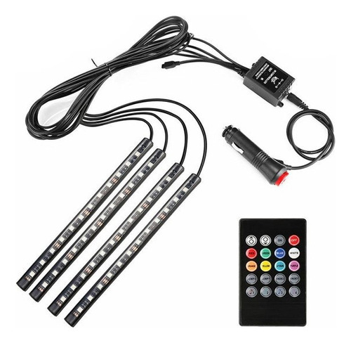 Luces Led Decorativas Para Interior Del Carro Sensor Ritmico Luz Rgb Control Remoto