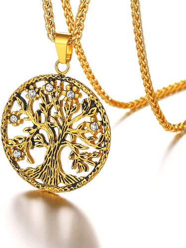 U7 Tree Of Life Necklace Stainless Steel 18k Gold Plated Fam