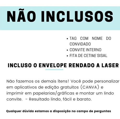 Imagem 4 de 4 de 50 Envelopes Rendados Debutante 15 Anos + Frete G