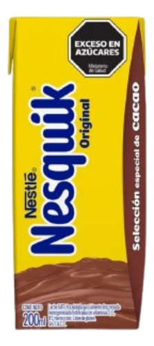 Leche Chocolatada Nesquik Original 200ml Pack X 24u Sin Tacc