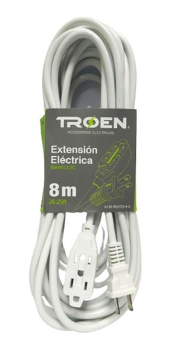 Extensión Eléctrica  De 8 Mts De 3 Tomas Troen